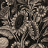 An illustration of black monochrome sunflowers, dandelions, and lotus pods on a black background.