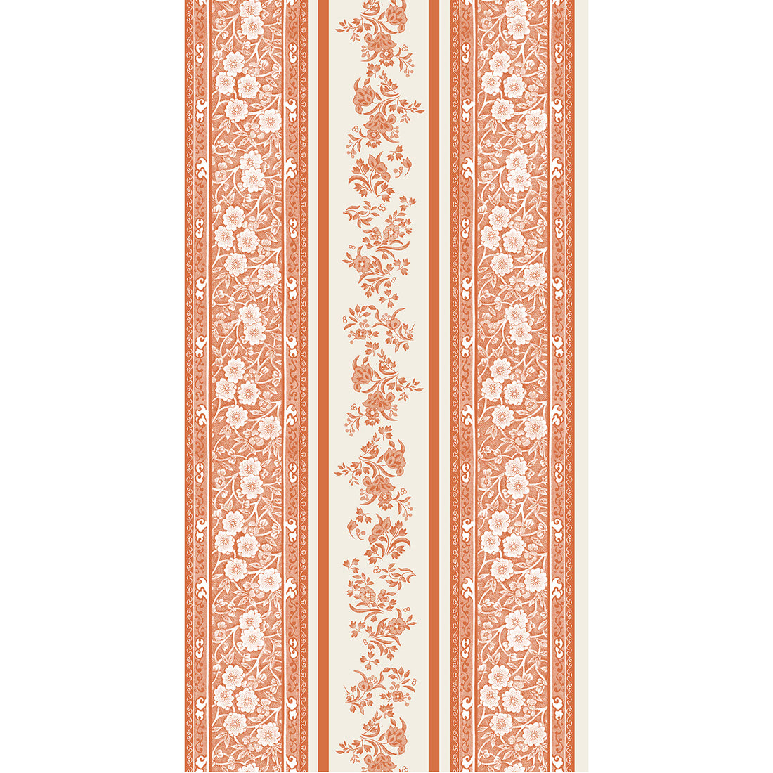 Pumpkin Burleigh Stripe Cocktail Napkin featuring pumpkin stripes with intricate Burleigh floral patterns on a cream background.