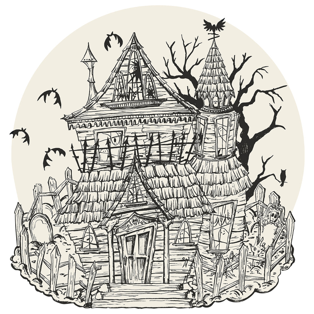 Die-Cut Coloring Haunted House Placemat by Hester &amp; Cook.