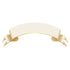 A die-cut white table accent in the shape of a billowing ribbon with gold foil engraving-style linework, perfect for personalizing your table setting.