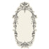 A white, die-cut table accent featuring an ornate engraving-style frame around the edges with open space in the middle for personalization.