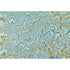 An abstract, marbled pattern resembling a grid of fans in teal, light blue, and sea foam with marigold accents.
