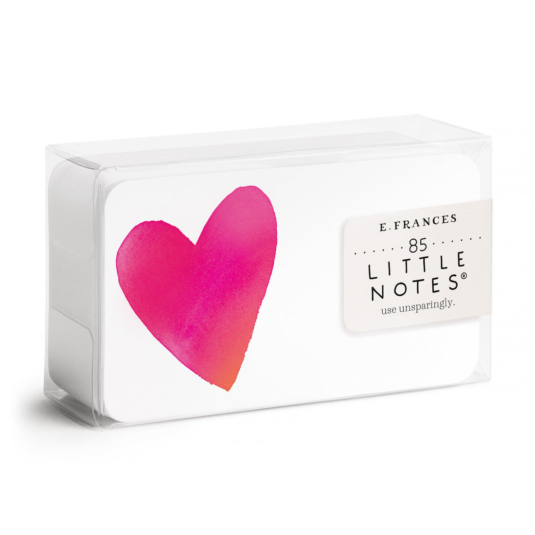 Pack of 85 little notes with a pink heart illustration on a white background.
