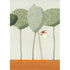 An illustration shows a miniature person with wings, carrying a basket and holding on to a tall ladder picking pears, with four stylized trees and a bird perched atop the tallest.