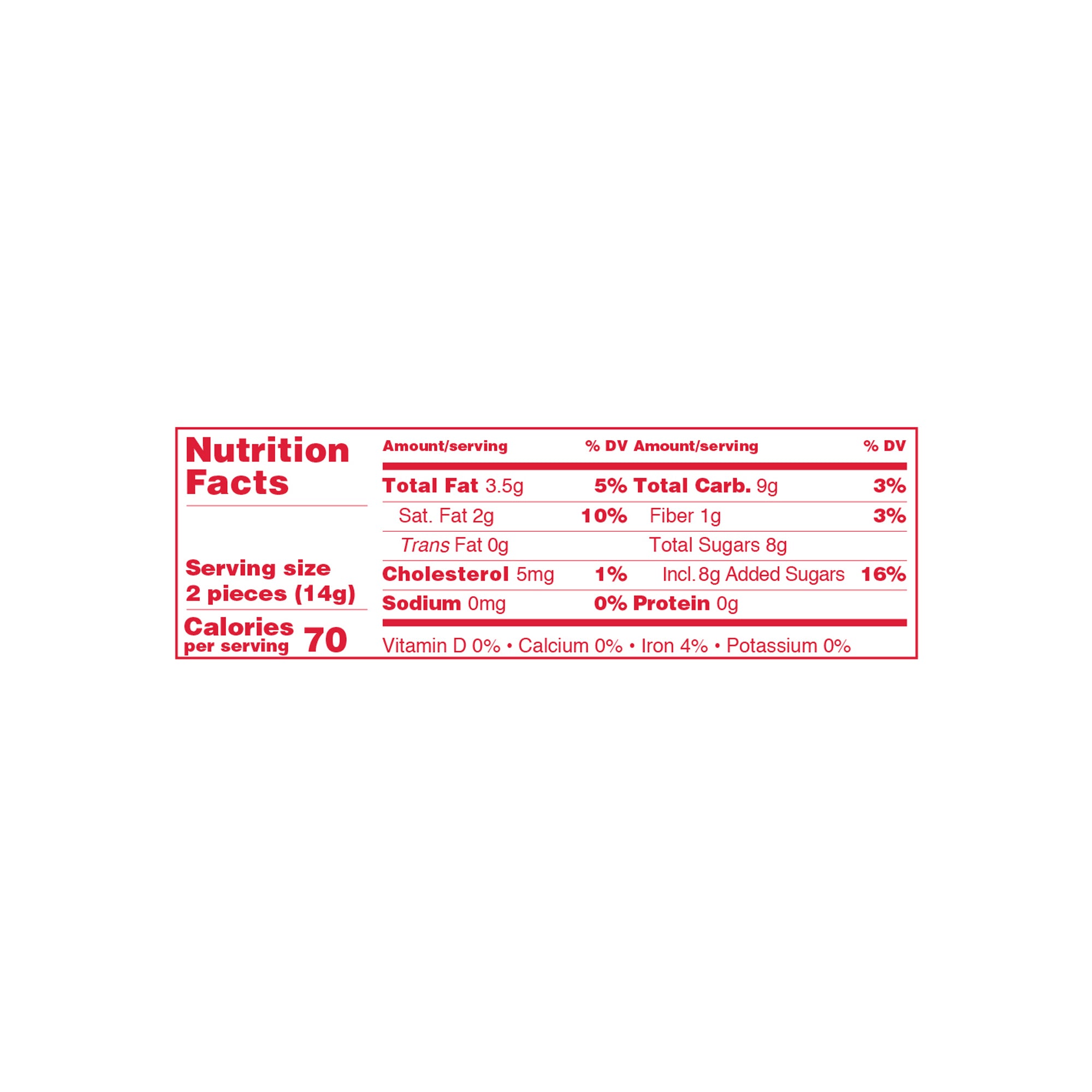 Nutrition facts label on a white background.