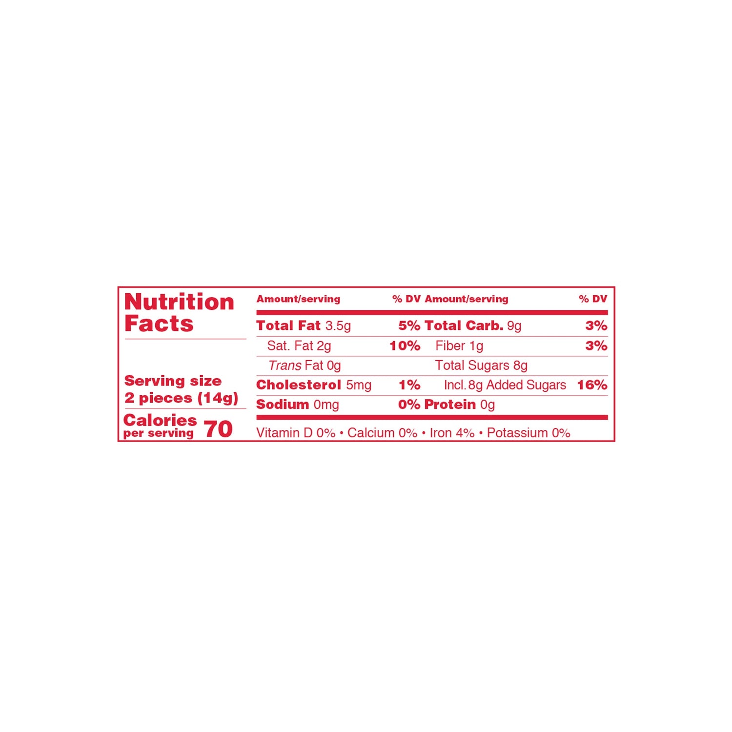 Nutrition facts label on a white background.