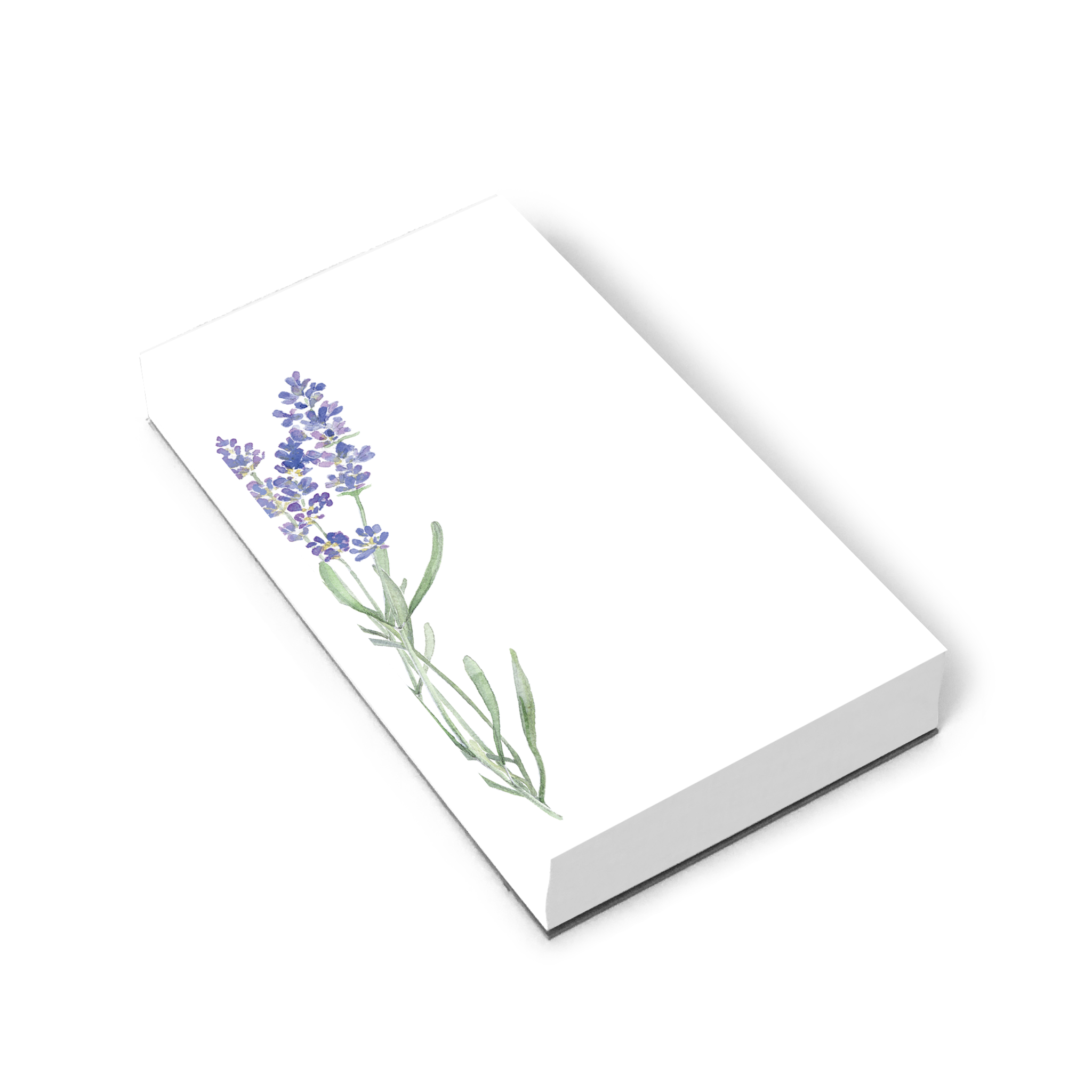 Notepad with image of lavender flowers on the left side