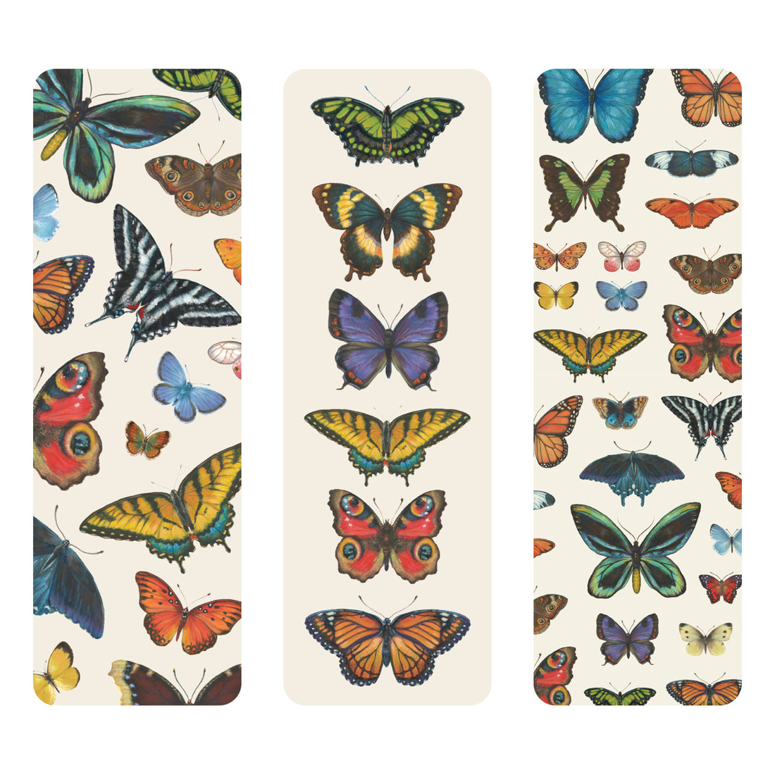 Butterfly Bookmarks Set of 3 showcasing various butterflies in different patterns.