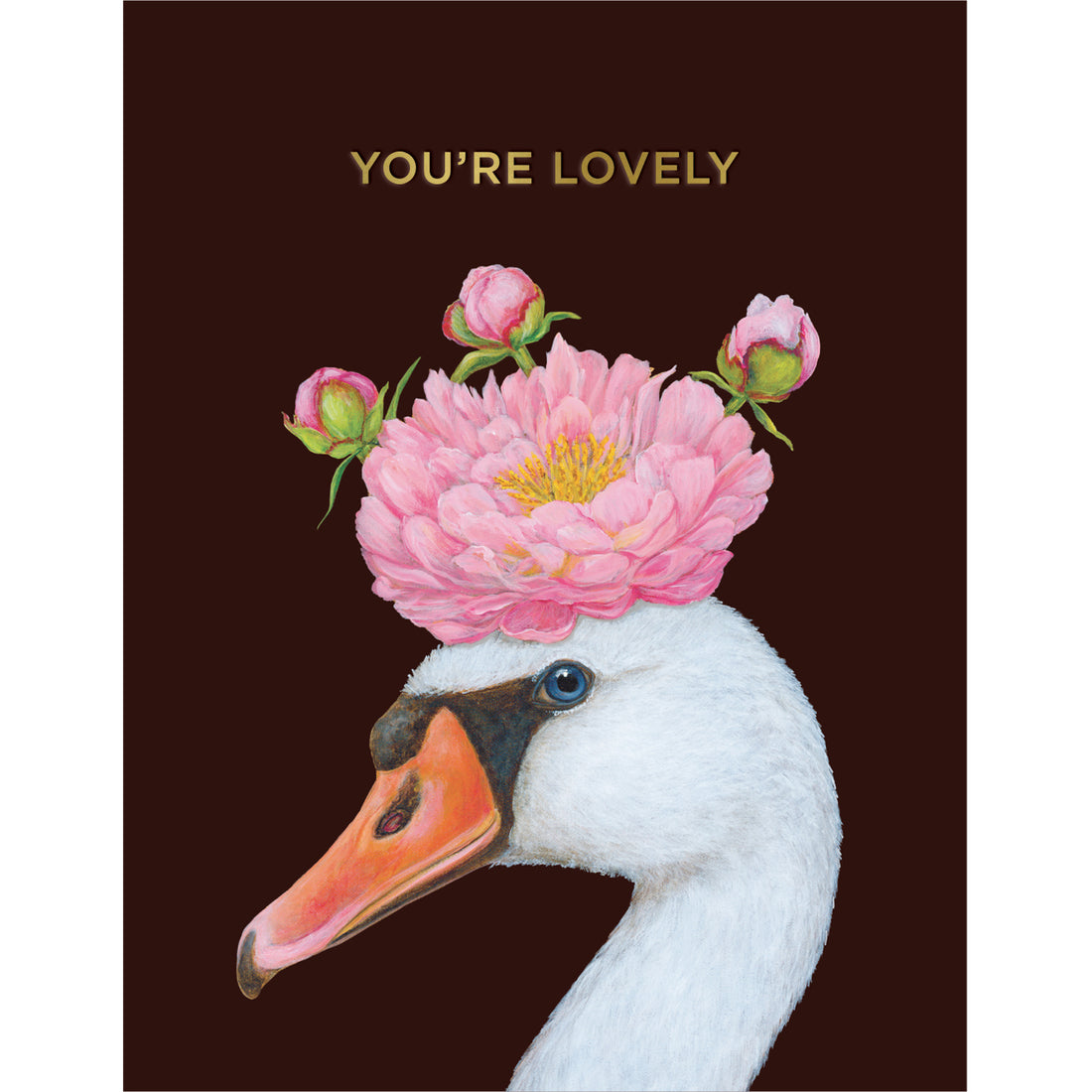 Greeting card with artwork of a swan&