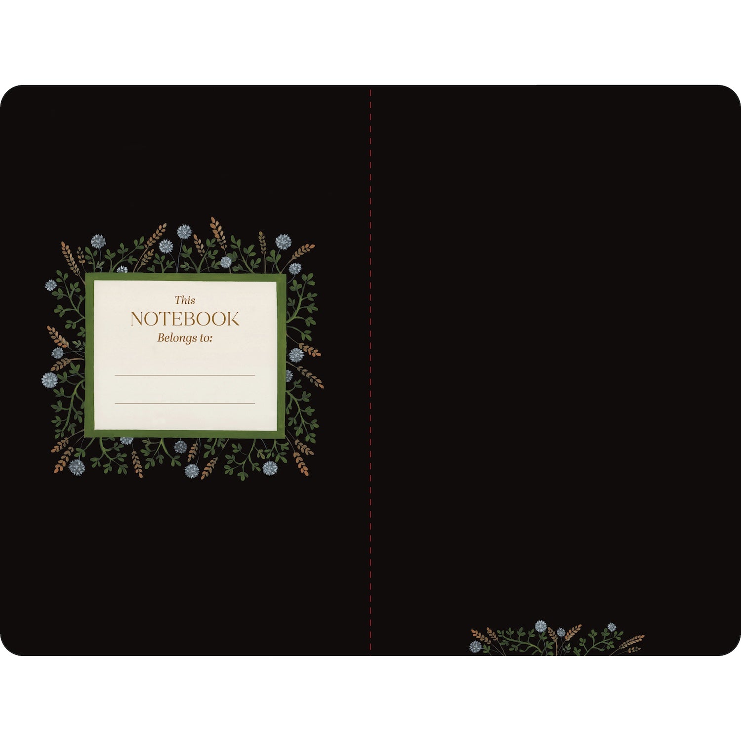 The black inside cover of the notebook.