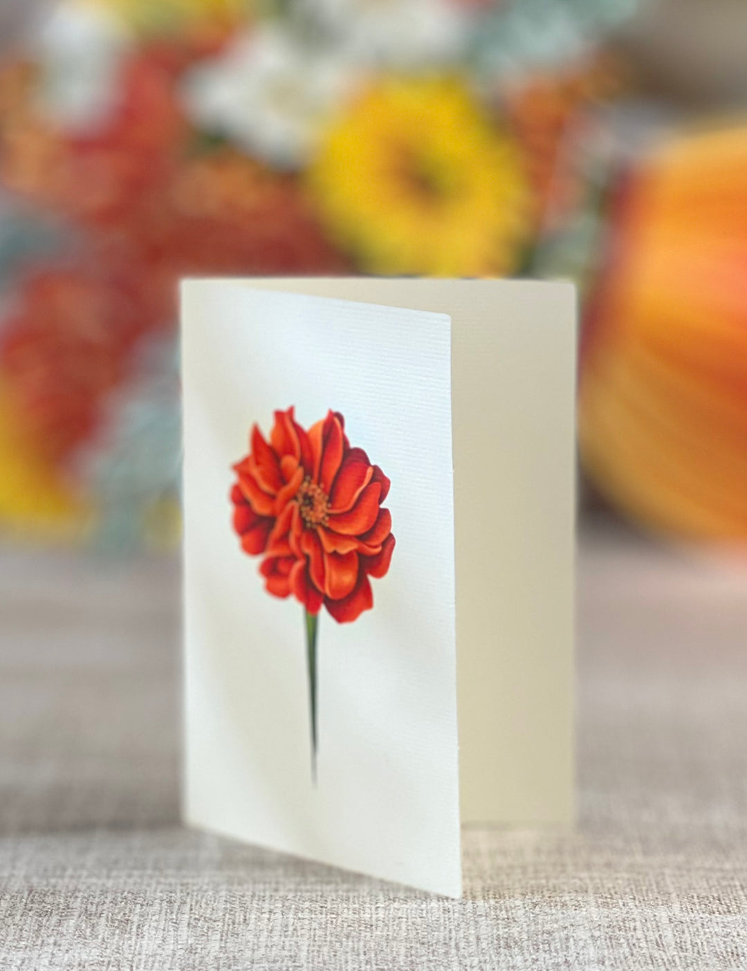 Coordinating card with flower on it.