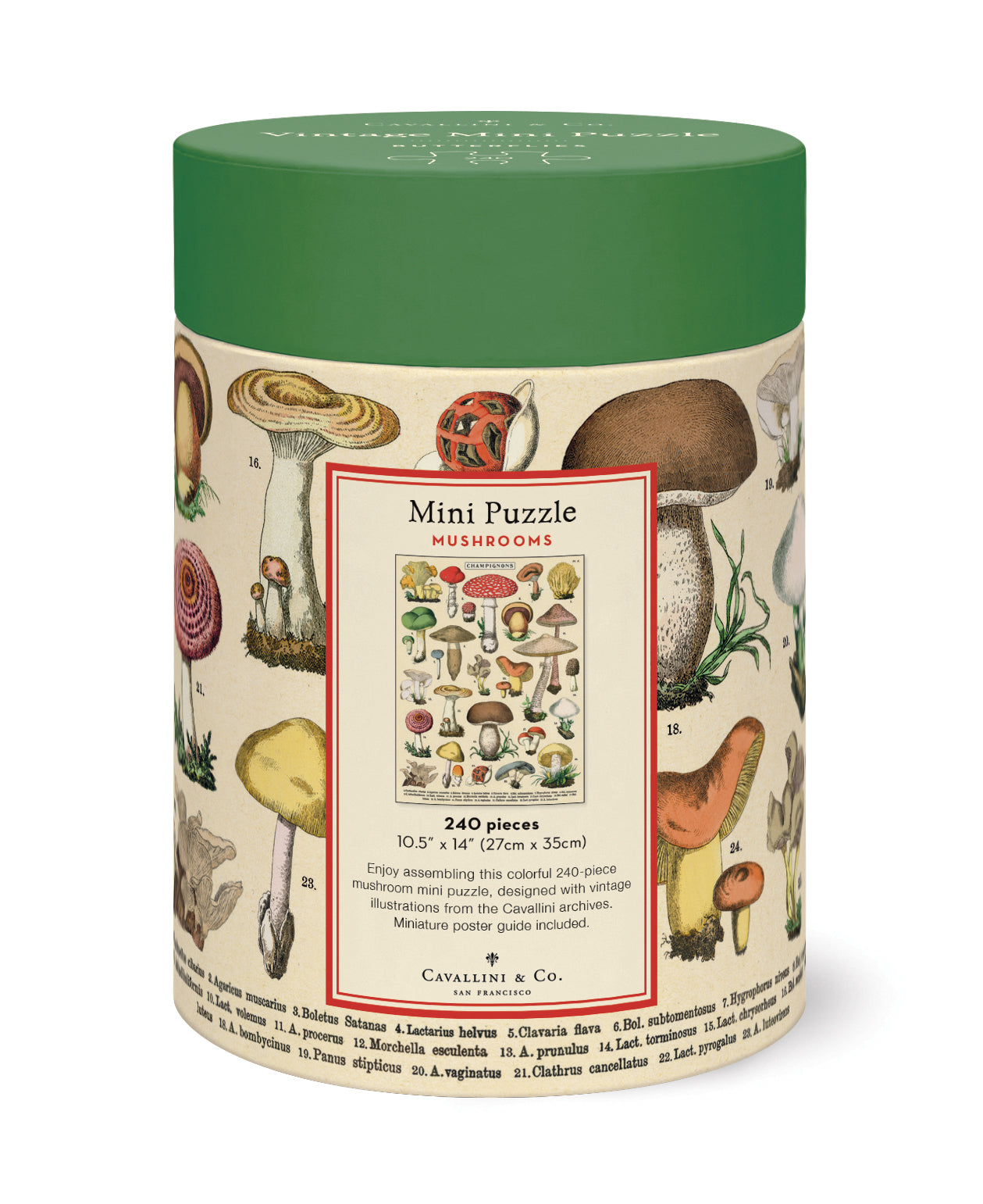The back of the Mushroom Mini Puzzle box showing the completed puzzle and information.