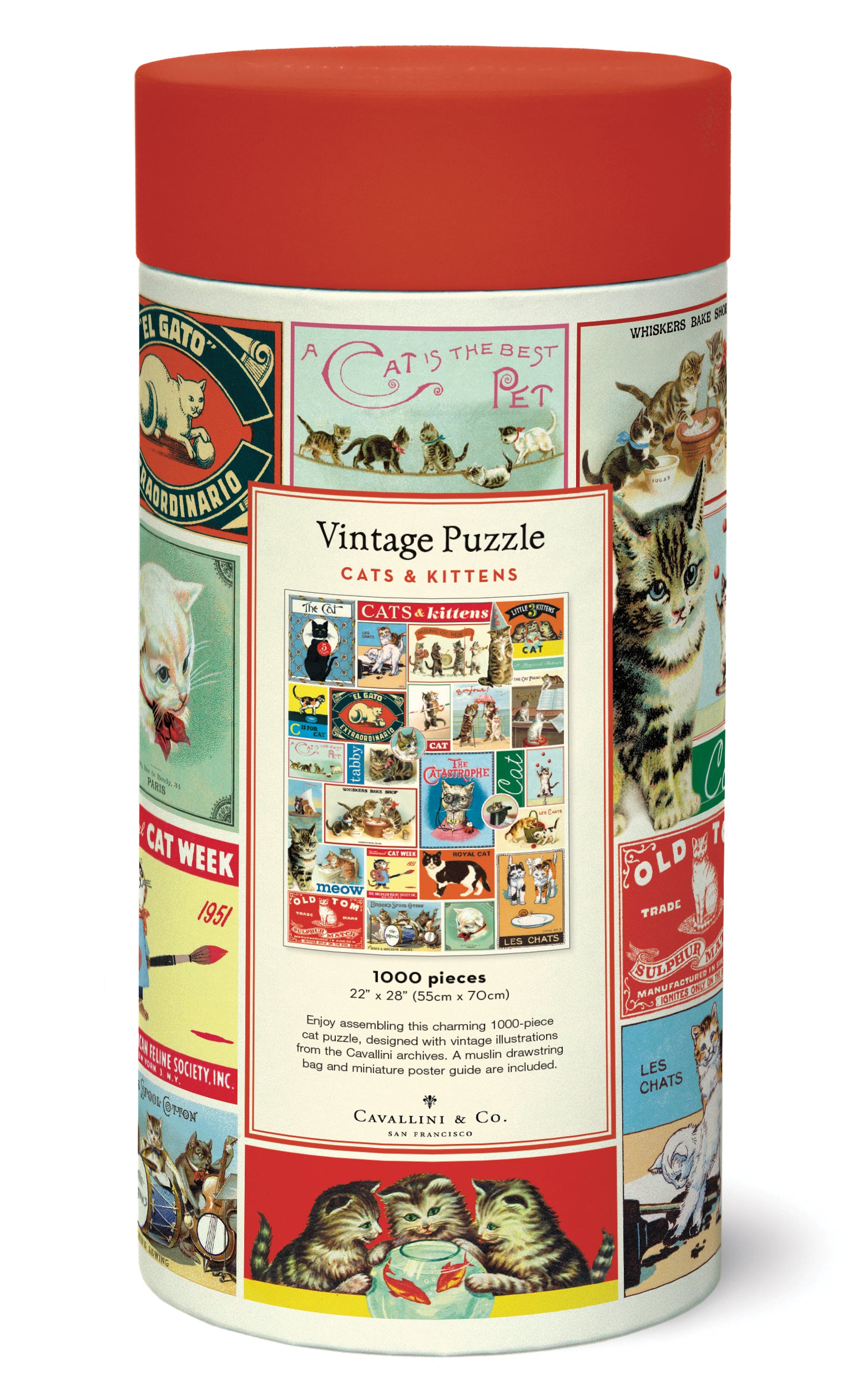 Puzzle of vintage cat images. 