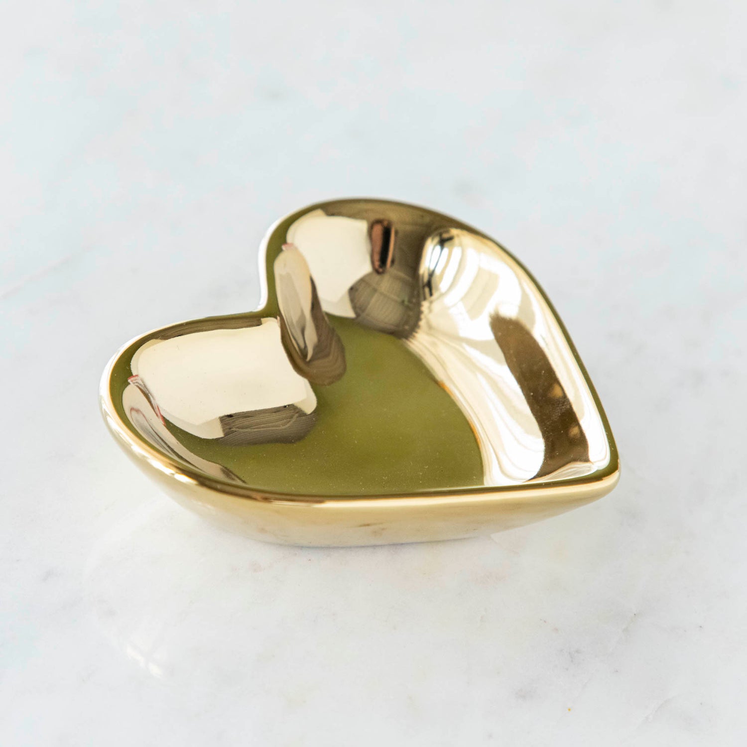 Gold Heart Shaped Pinch Bowl. 