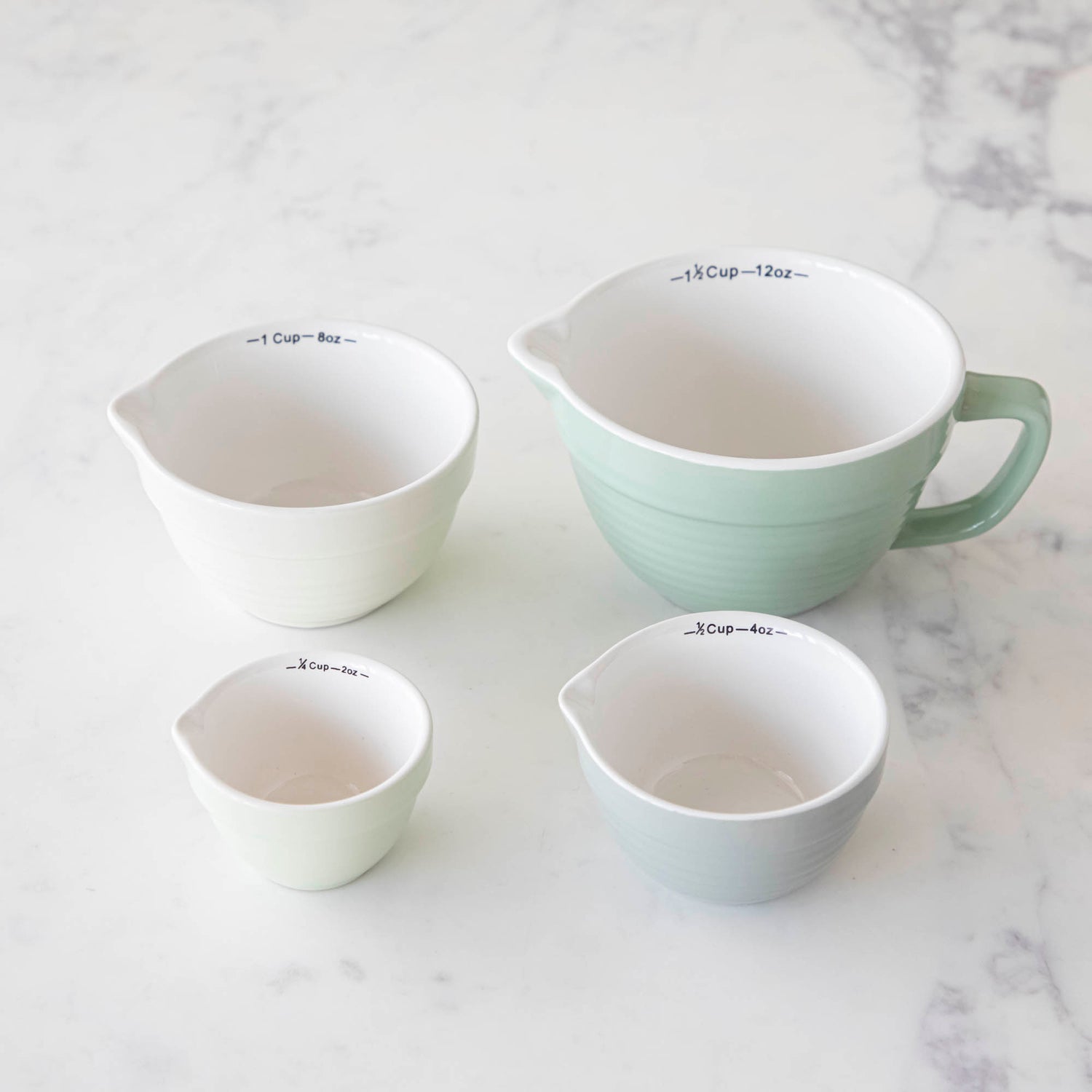 Stoneware Batter Bowl Measuring Cups, Set of 4
