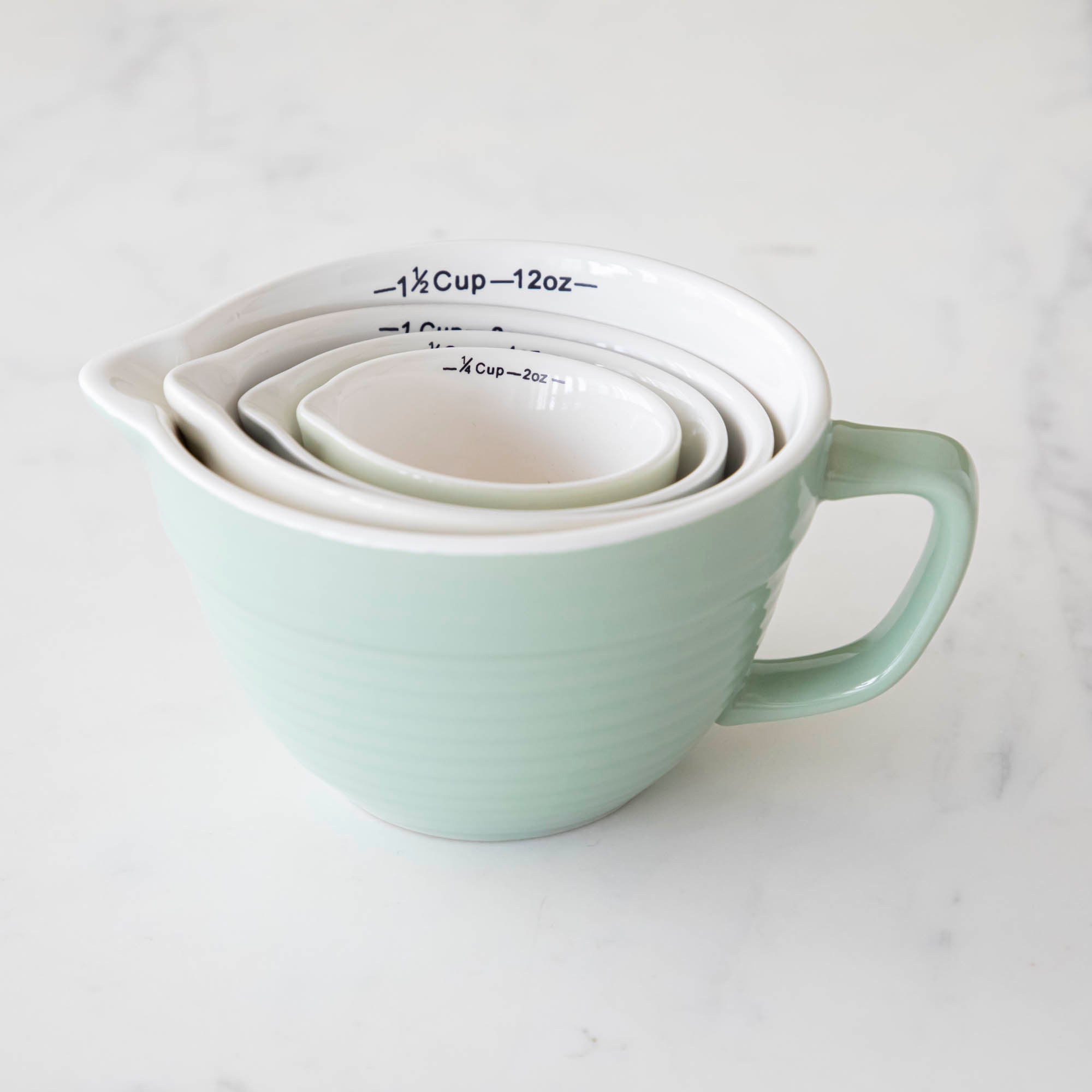 Stoneware Batter Bowl Measuring Cups, Set of 4