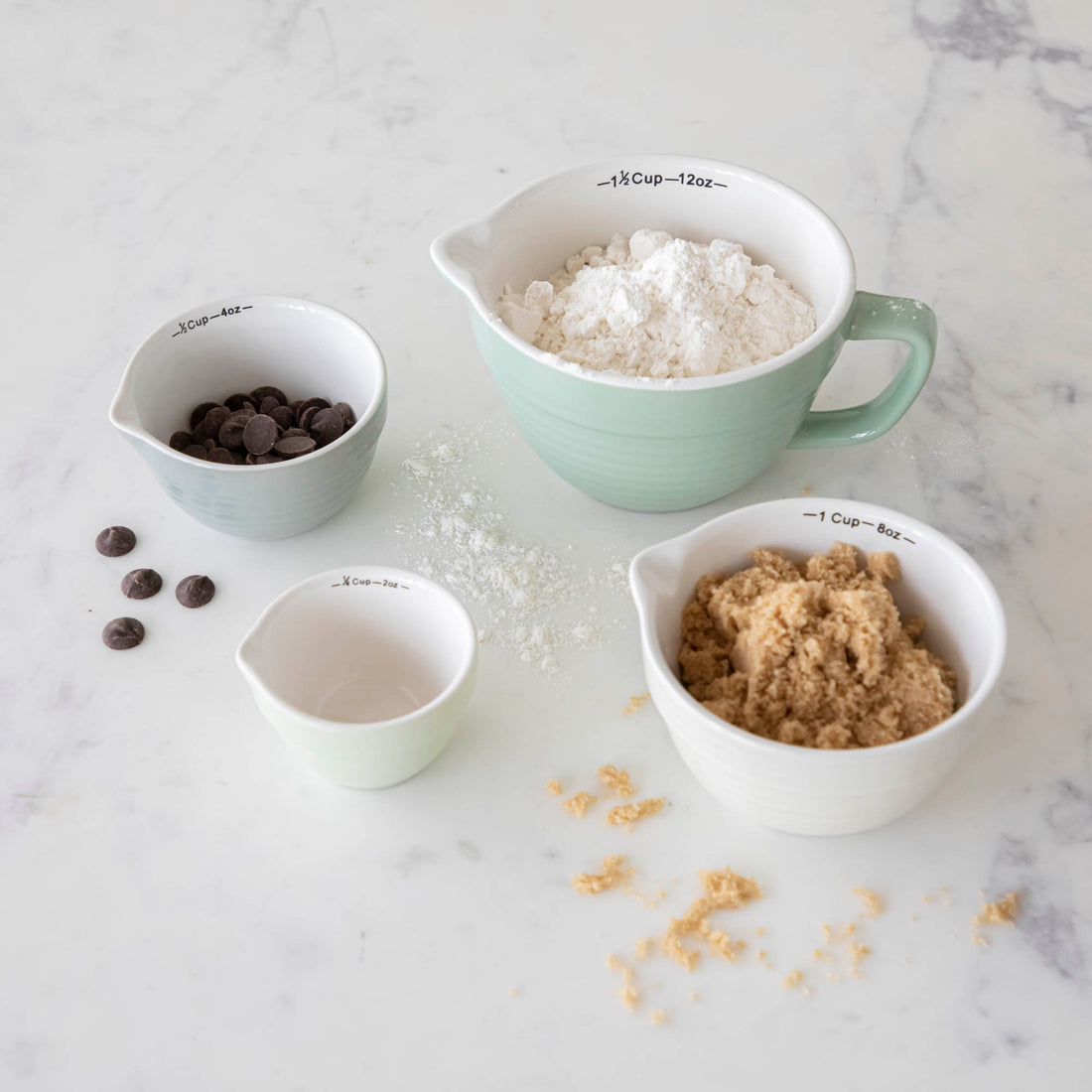 Stoneware Batter Bowl Measuring Cups, Set of 4
