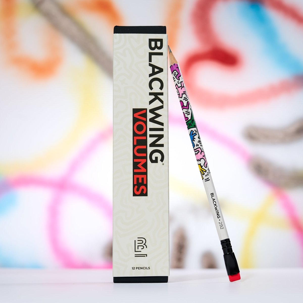 Blackwing pencil and packaging with Keith Haring artwork.