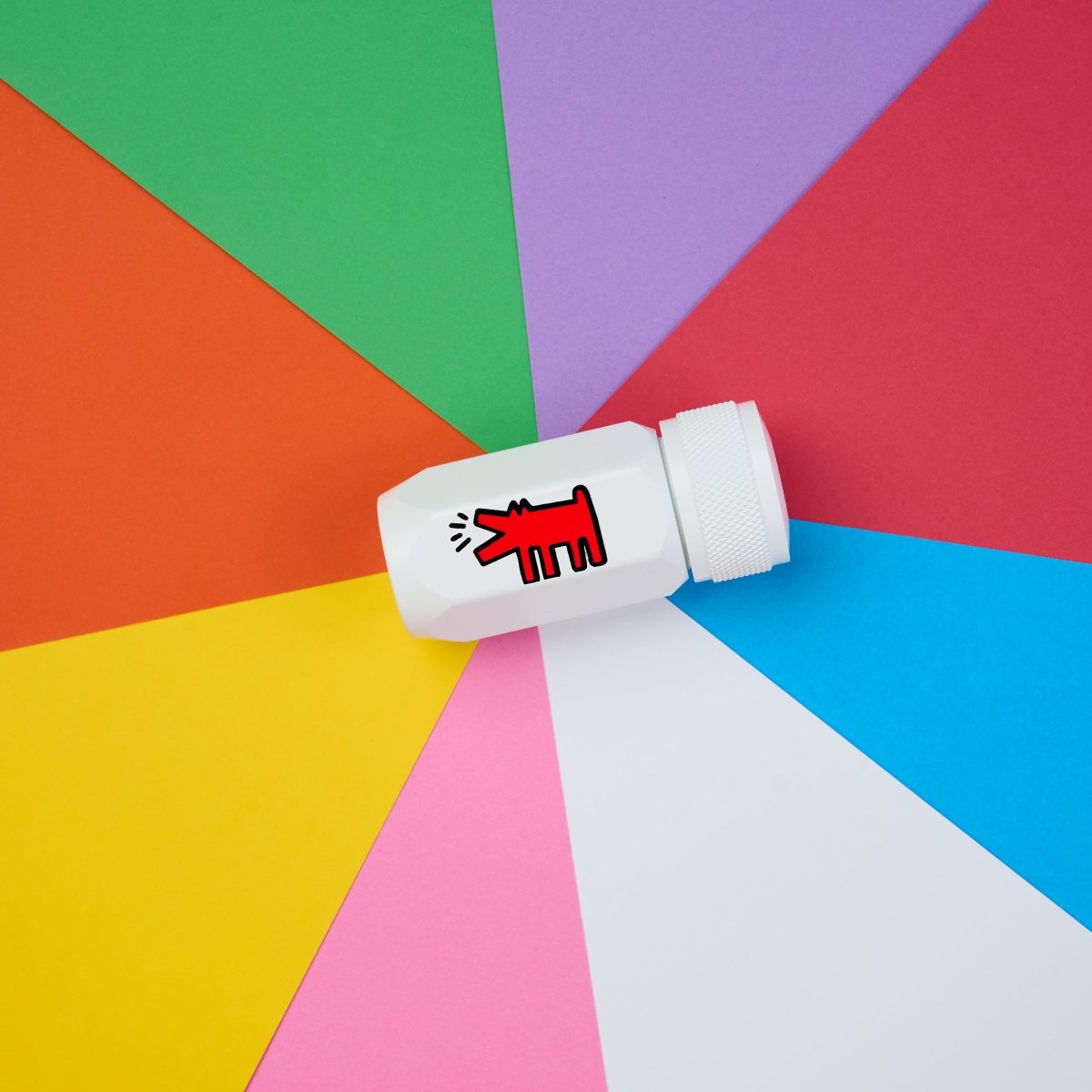 Blackwing pencil sharpener with Keith Haring artwork of a dog barking. 