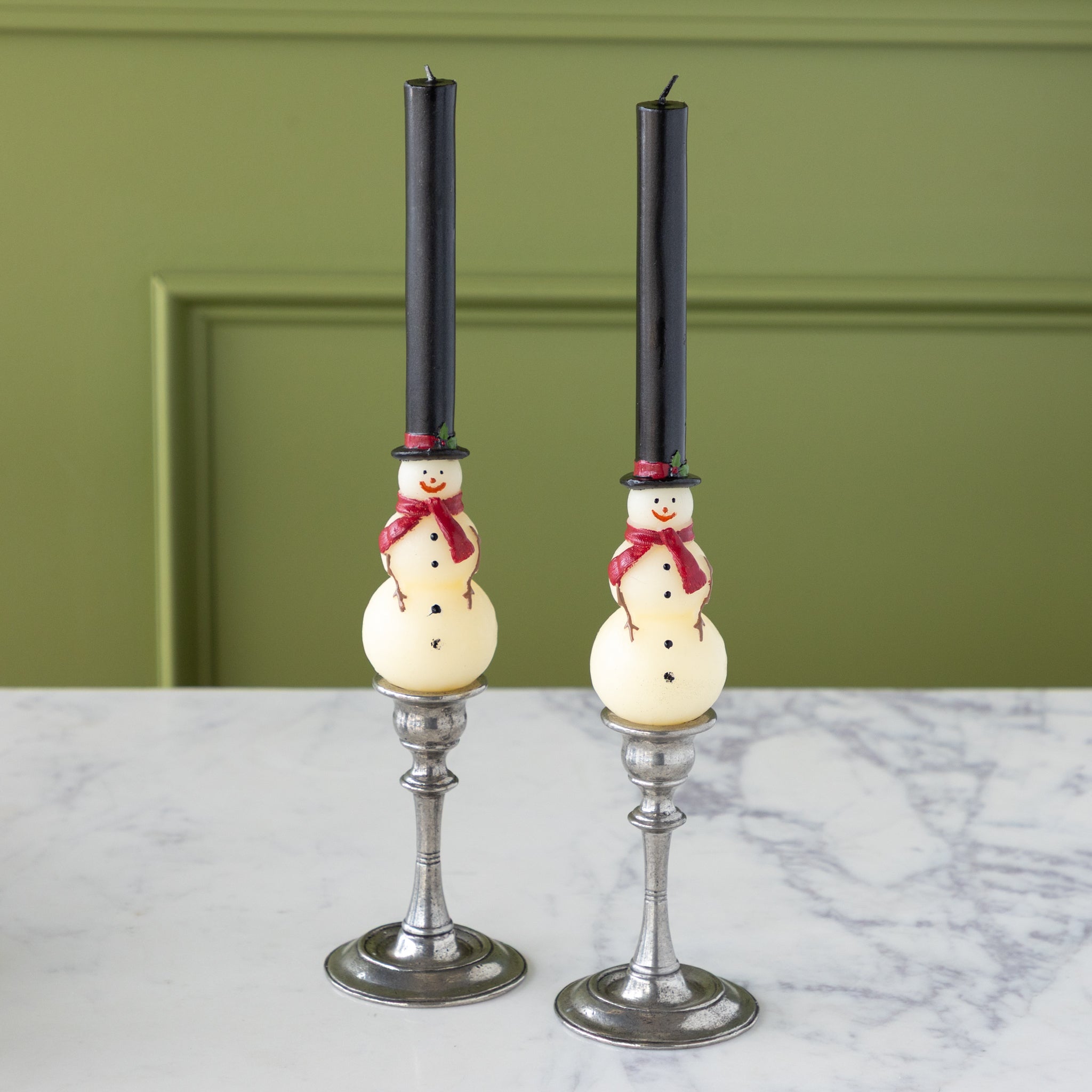 Snowman Taper Candles