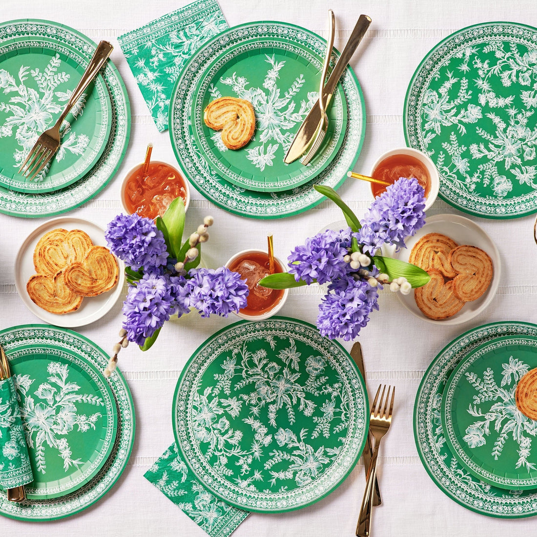 Emerald French Toile Paper Party Dinnerware