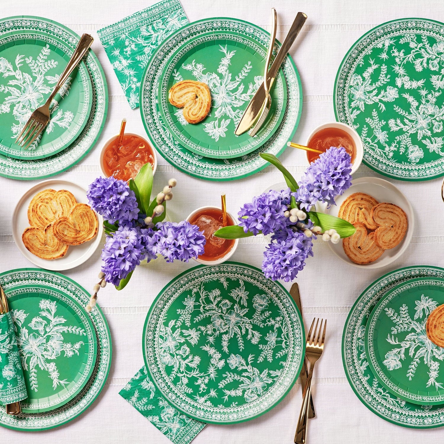 Emerald French Toile Paper Party Dinnerware