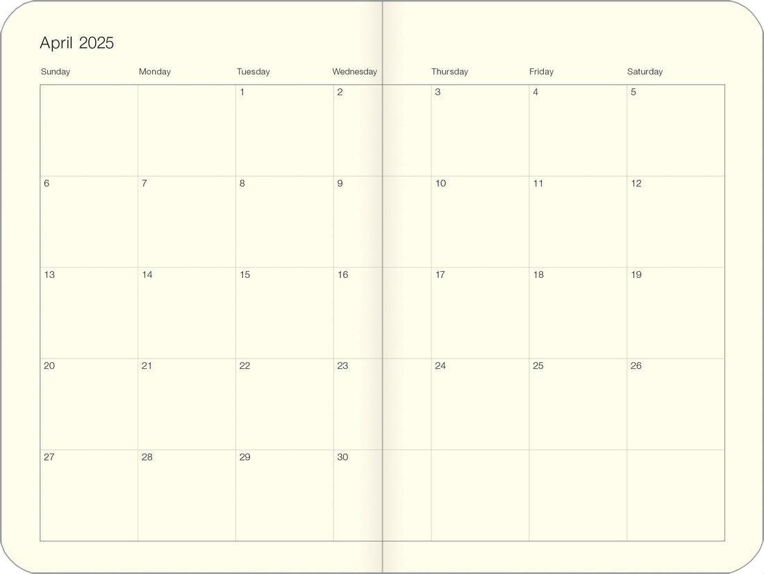 Inside month view of planner. 