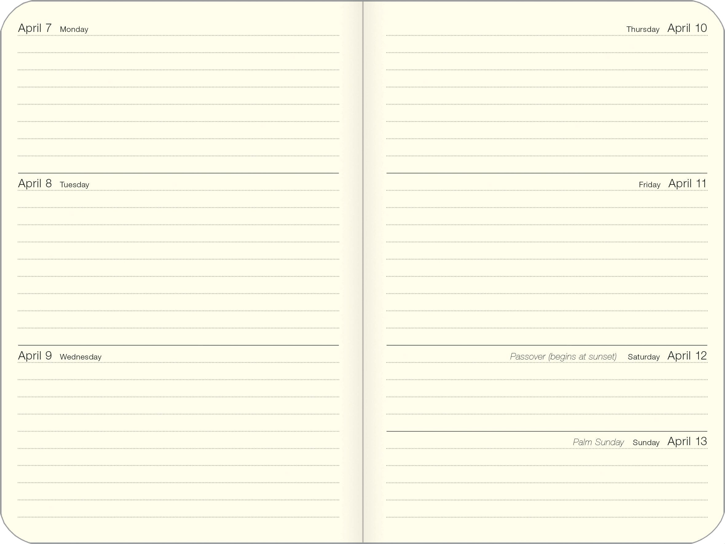 Inside week view of calendar.