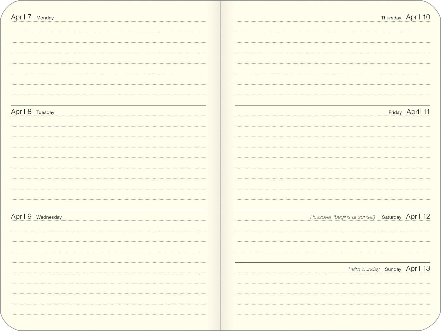Inside week view of calendar. 