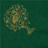 Decorative design of a bird and branches by Alexa Pulitzer on a green paper napkin. 