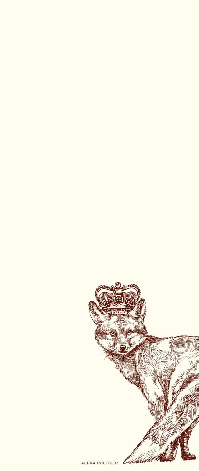 Illustration of a fox wearing a crown on a long notepad. Illustration by Alexa Pulitzer.