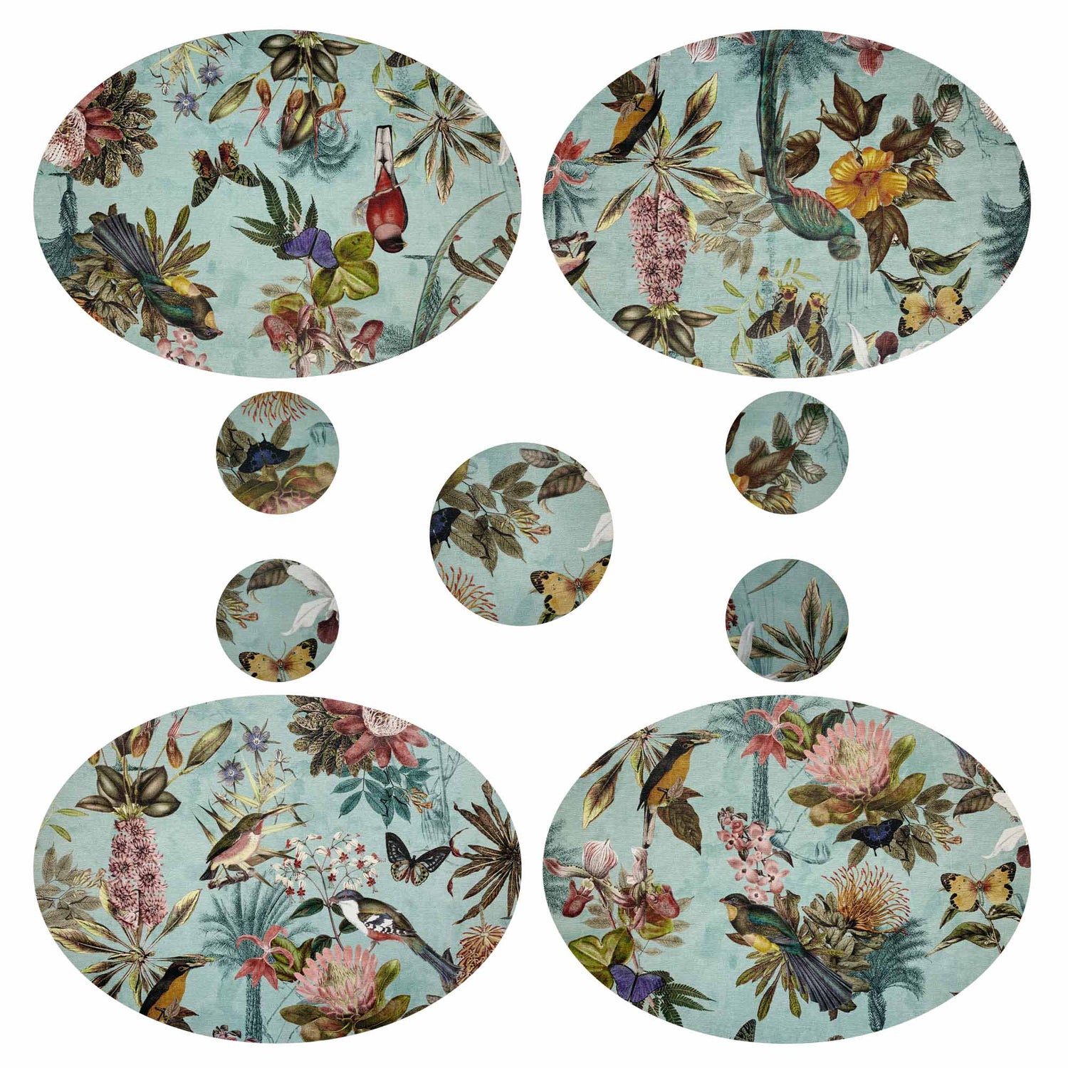 Oval Bright Floral Placemat, Sold Individually