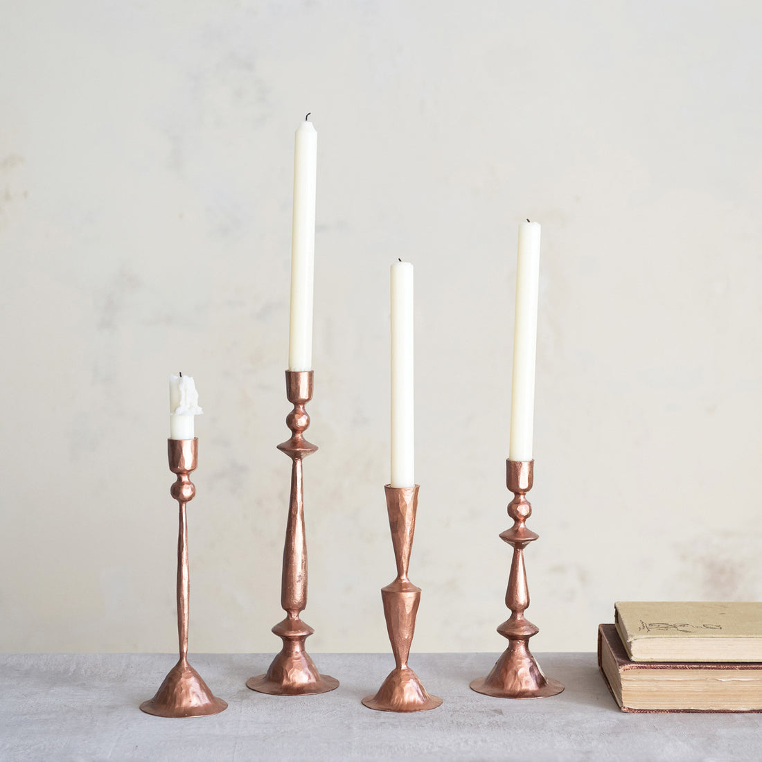 Copper Hand-Forged Cast Iron Taper Candle Holder