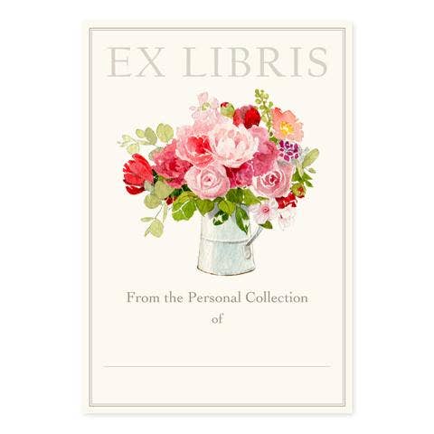 Bookplate with artwork of a cheerful bouquet of flowers in a can with From the Personal Collection of printed below. 