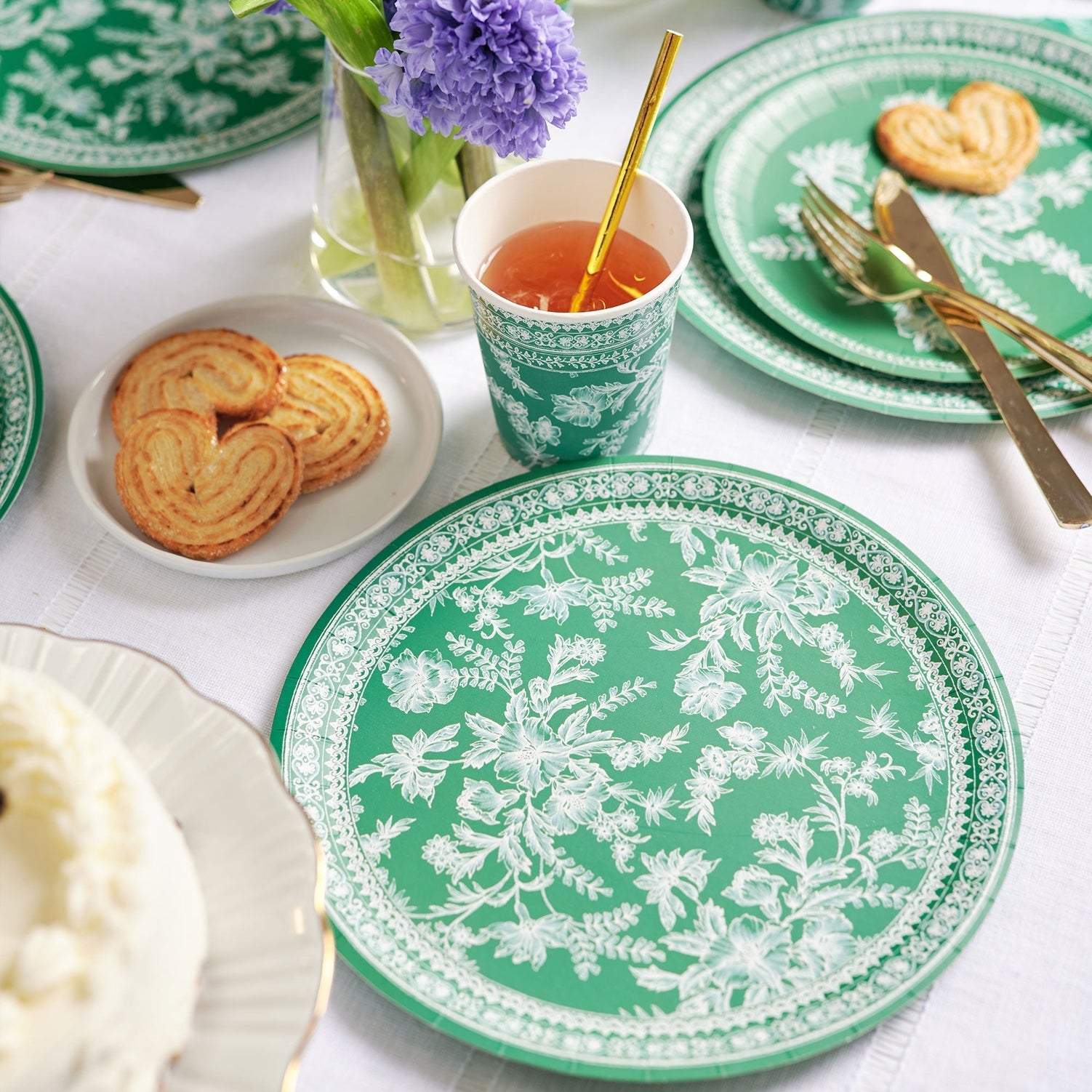 Emerald French Toile Paper Party Dinnerware