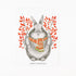 Winter Berry Bunny Card by Dear Hancock of a hand-drawn illustration of a bunny holding holding sprigs of bright red winterberry with a scarf around his neck and text below that says "Merry Christmas">