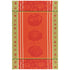 Kitchen towel printed with tomatoes on red and green. 