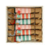 Festive Stripe Sausage Dog Crackers in a box.