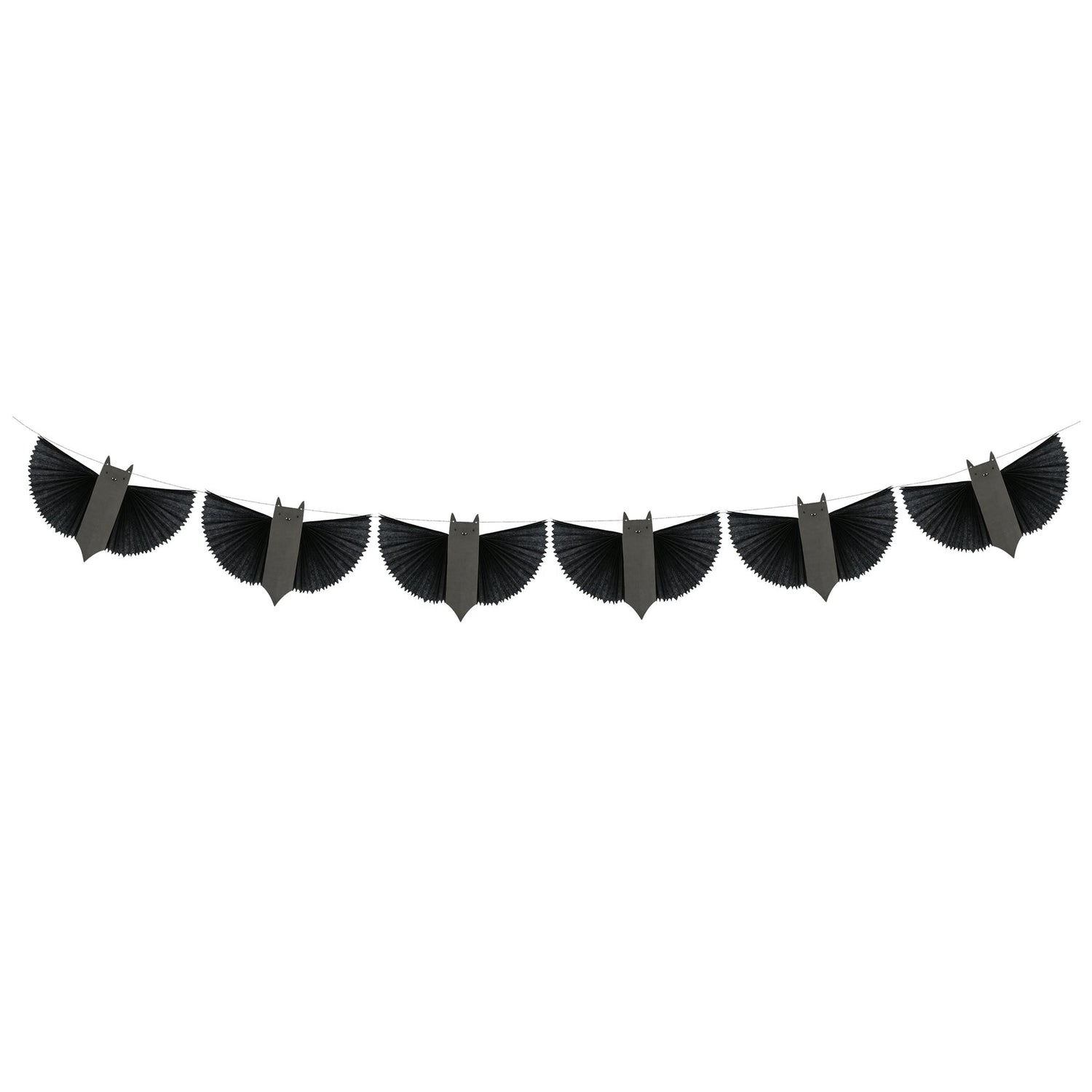 Bat garland hanging on white background. 