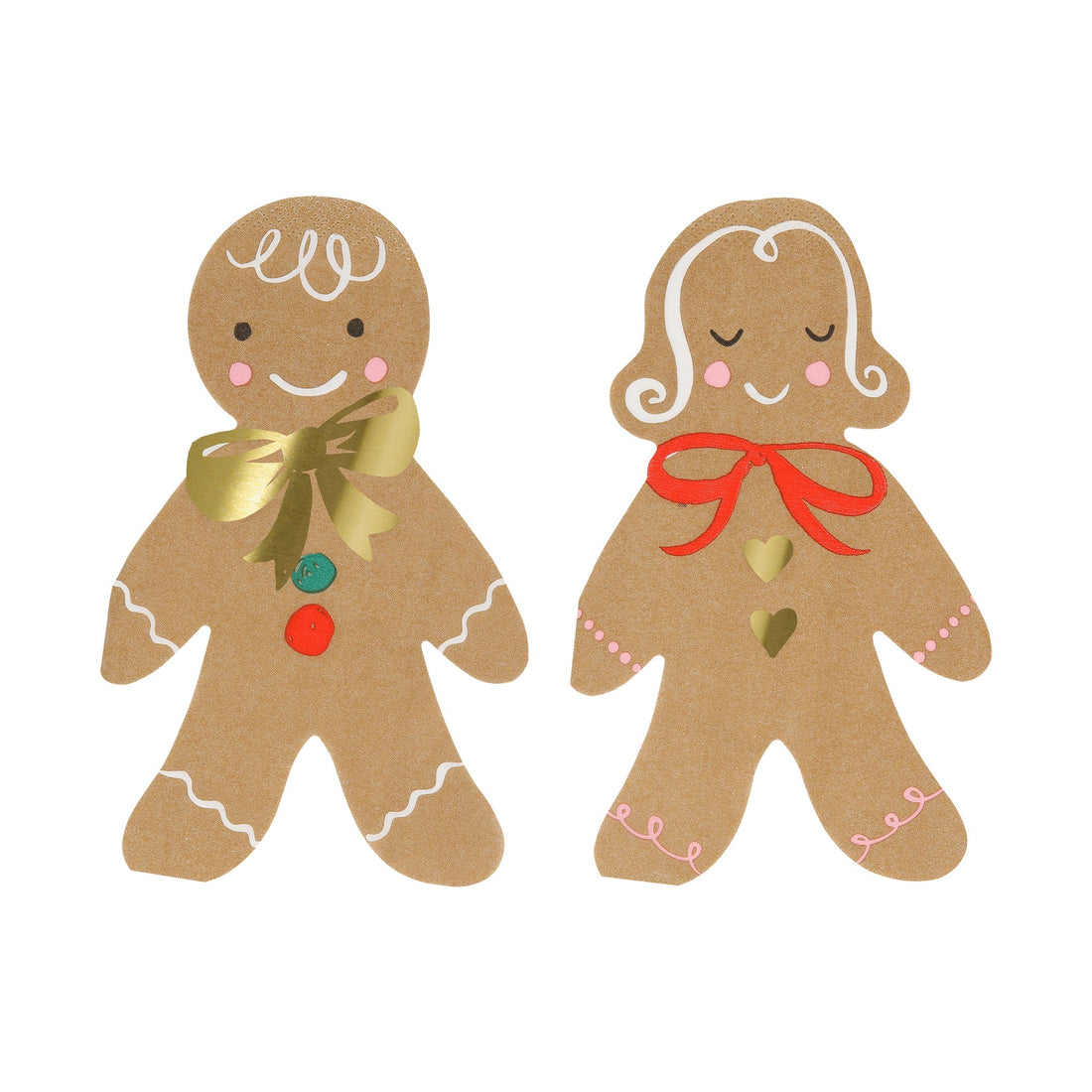 Boy and girl Gingerbread Napkins with and a stylish gingham print.
