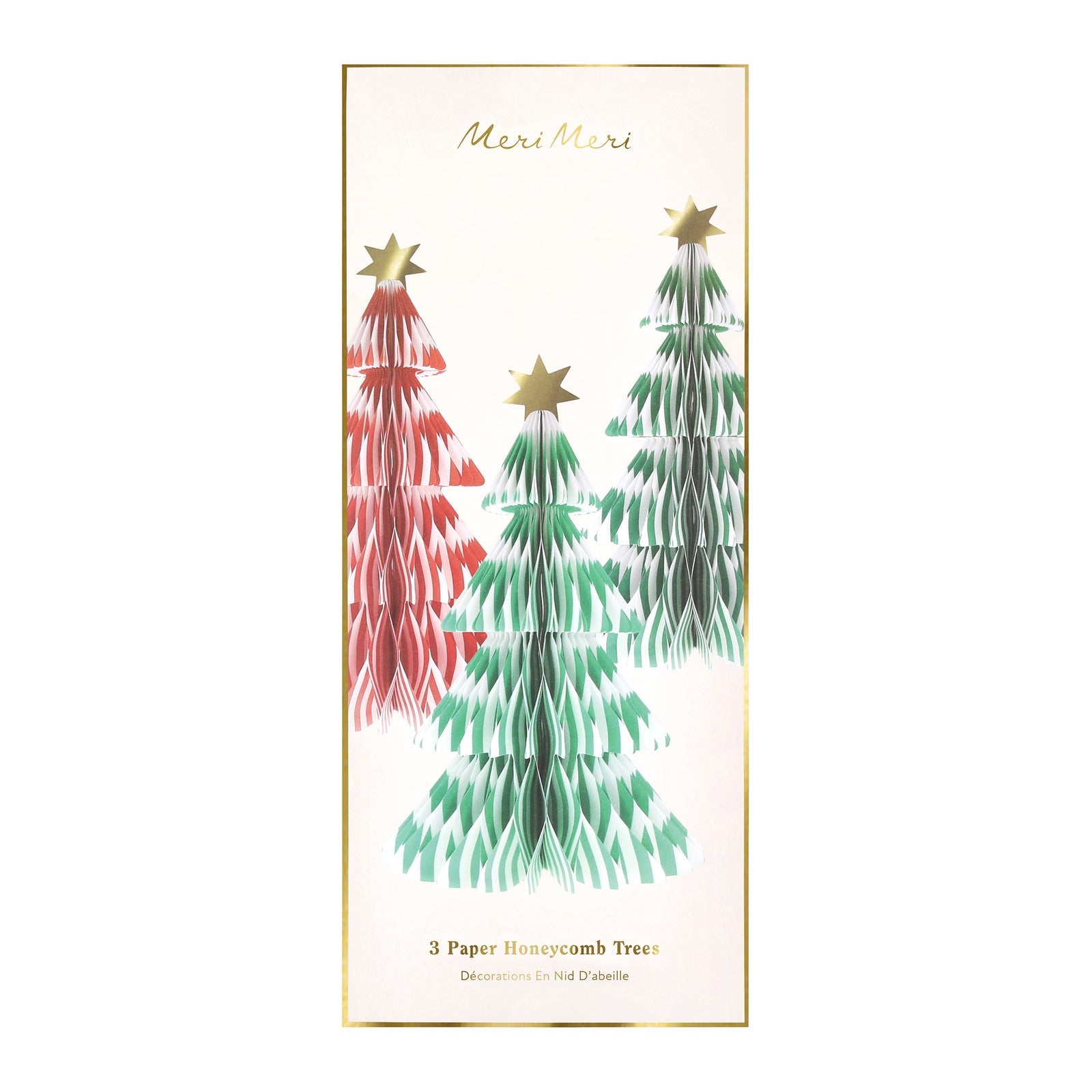 Packaging of three paper honeycomb Christmas trees with &