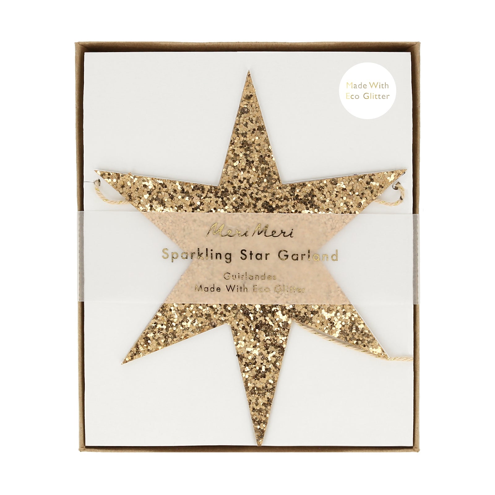 Gold glitter star in a box with &