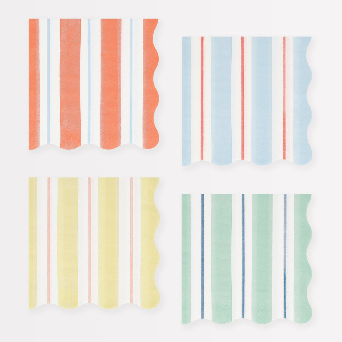 Meri Meri napkins with classic stripes, in fun primary colors.