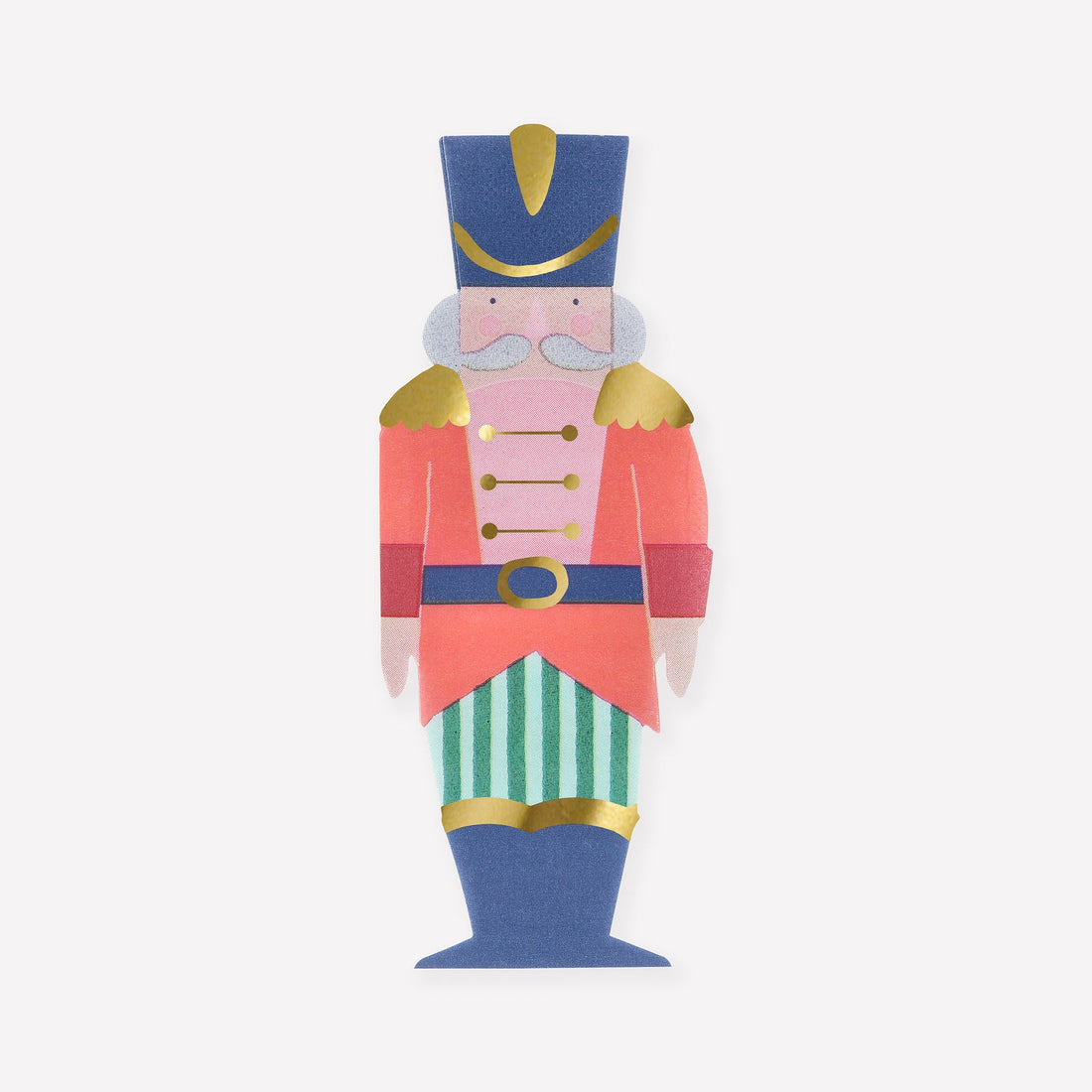 A paper napkin by Meri Meri in the shape and image of a Soldier from the Nutcracker ballet. 