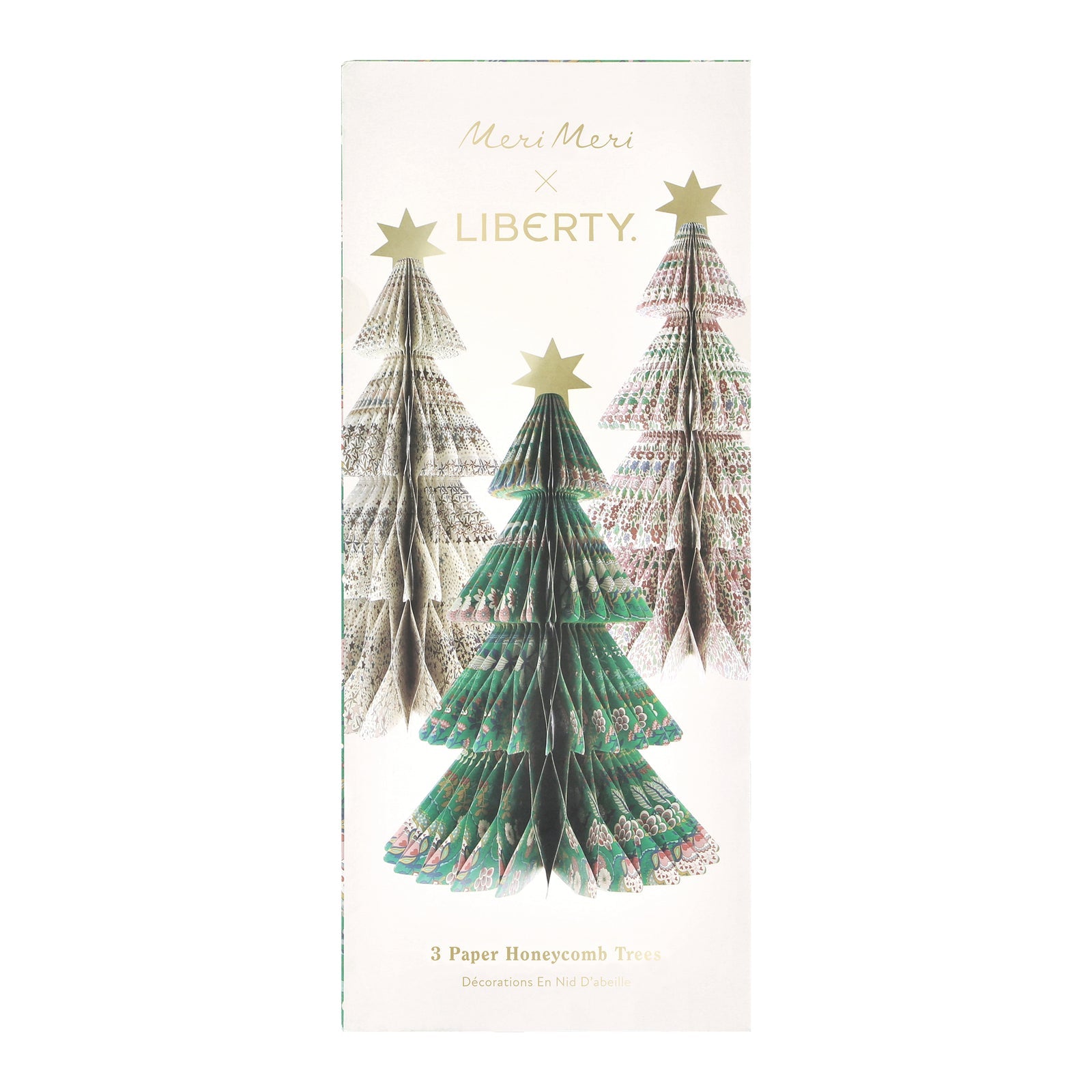 Packaging of paper honeycomb trees with Christmas tree design, featuring the brand &