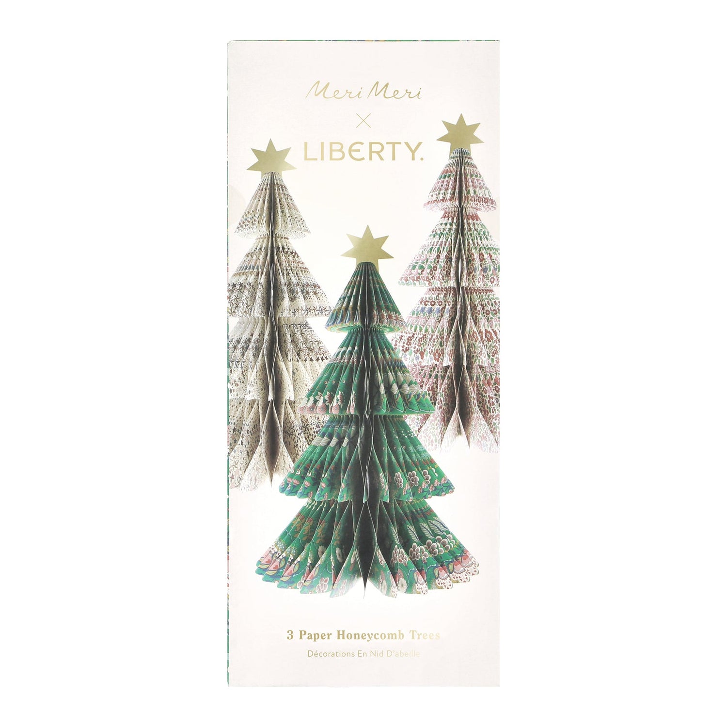 Packaging of paper honeycomb trees with Christmas tree design, featuring the brand &