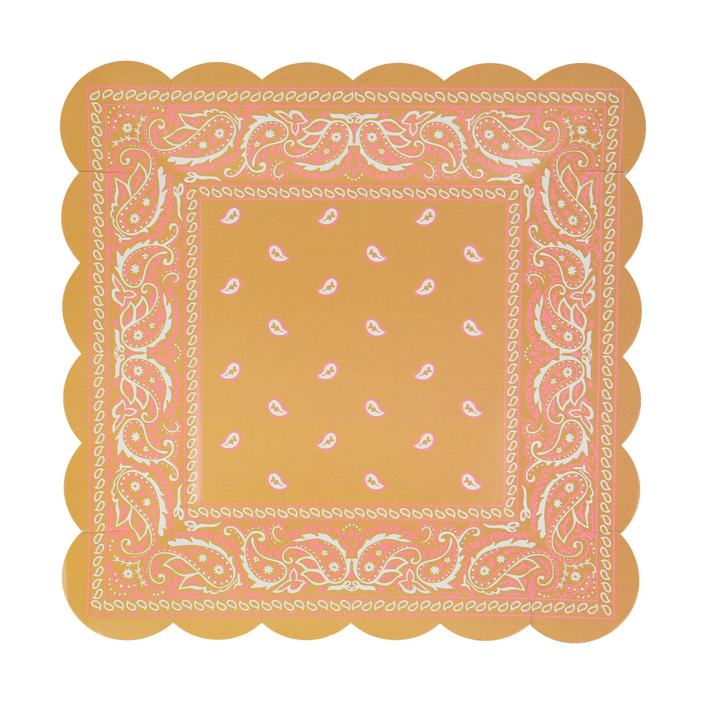Western Bandana Square Plate in yellow ochre.