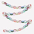 Colorful paper chain on a white background.