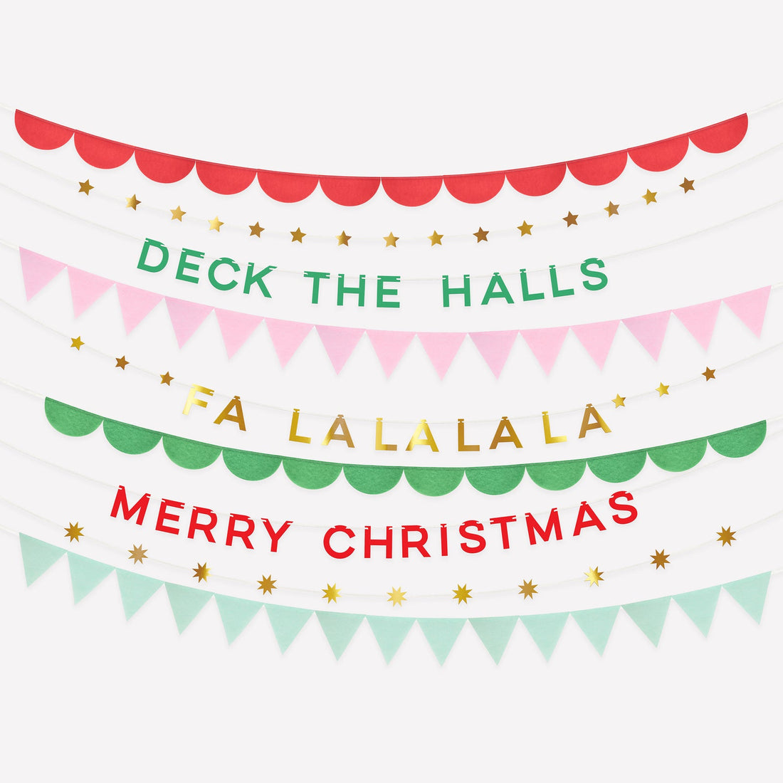 Christmas-themed decorative banner with festive text and colors on a white background.