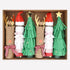 Set of Christmas-themed crackers in a box, including reindeer, trees, and Santa Claus designs.
